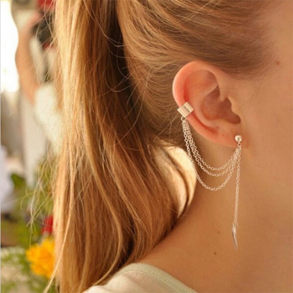 7 Pcs Ear Cuff Set Dangle Feather Star Earring - Picture 2 of 16